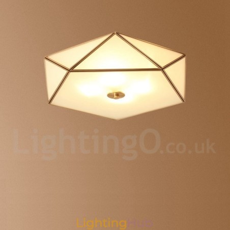 Pure Brass Rustic Lodge Nordic Style Flush Mount Ceiling Light with Glass Shade Pure Brass Rustic Lodge Nordic Style Flush Mount Ceiling Light with Glass Shade