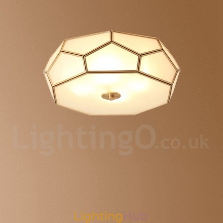 Pure Brass Rustic Lodge Nordic Style Flush Mount Ceiling Light with Glass Shade Pure Brass Rustic Lodge Nordic Style Flush Mount Ceiling Light with Glass Shade