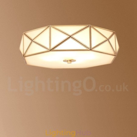 Pure Brass Rustic Lodge Nordic Style Flush Mount Ceiling Light with Glass Shade Pure Brass Rustic Lodge Nordic Style Flush Mount Ceiling Light with Glass Shade
