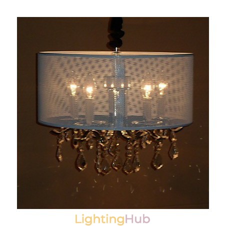 Contemporary Crystal Pendant Light with 5 Lights and Semitransparent Shade Contemporary Crystal Pendant Light with 5 Lights and Semitransparent Shade
