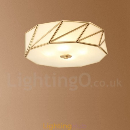 Pure Brass Rustic Lodge Nordic Style Flush Mount Ceiling Light with Glass Shade Pure Brass Rustic Lodge Nordic Style Flush Mount Ceiling Light with Glass Shade