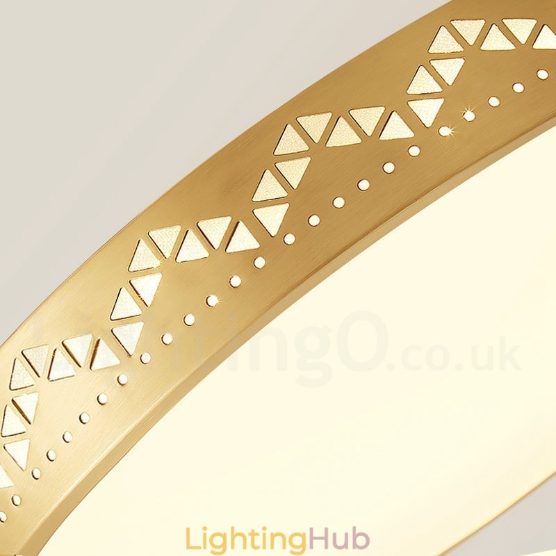 Round Pure Brass Modern Contemporary Nordic Style Flush Mount Ceiling Light with Acrylic Shade