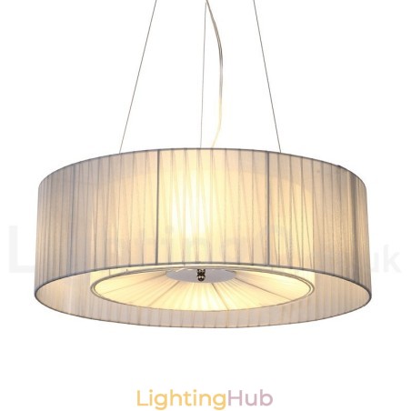 Drum 4 Light Pendant Modern Light with Fabric Shade Drum 4 Light Pendant Modern Light with Fabric Shade