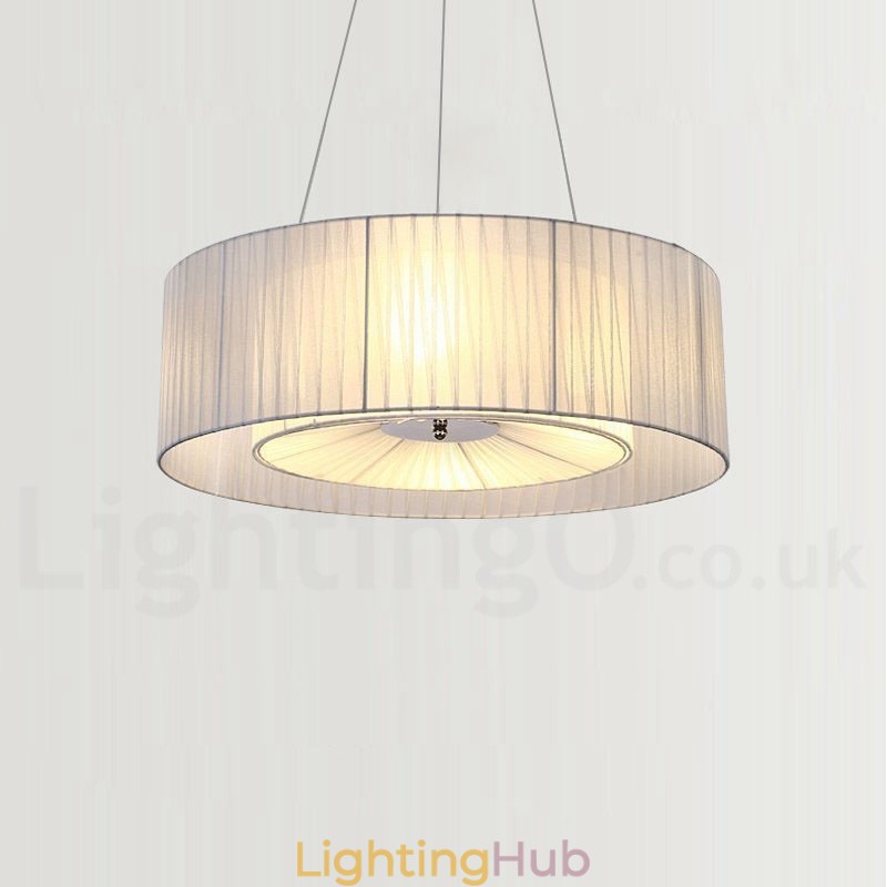 Drum 4 Light Pendant Modern Light with Fabric Shade