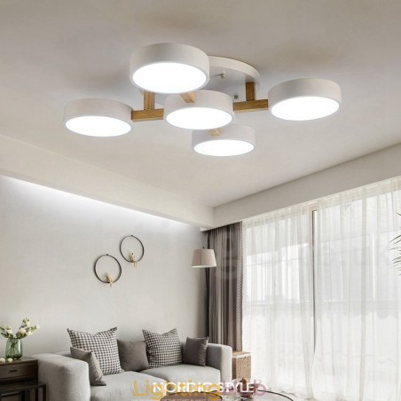 Wood Chandelier Modern Contemporary Nordic Style Flush Mount Ceiling Light with Acrylic Shade Wood Chandelier Modern Contemporary Nordic Style Flush Mount Ceiling Light with Acrylic Shade