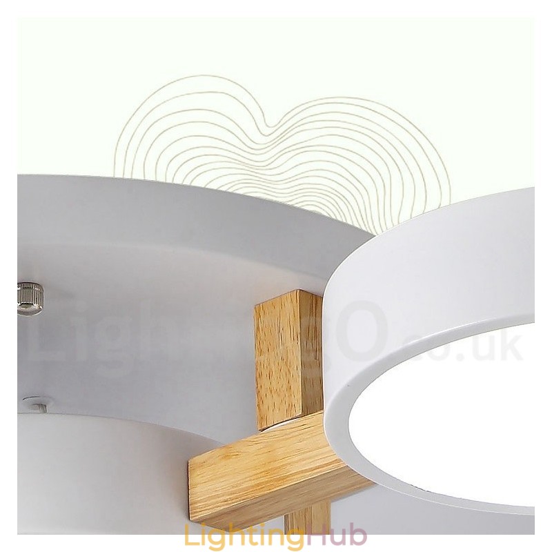Wood Chandelier Modern Contemporary Nordic Style Flush Mount Ceiling Light with Acrylic Shade