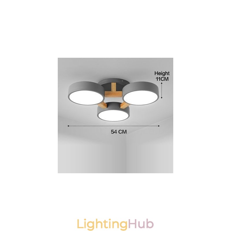 Wood Chandelier Modern Contemporary Nordic Style Flush Mount Ceiling Light with Acrylic Shade