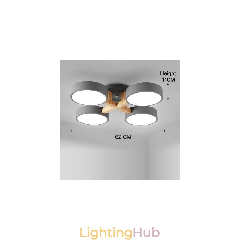 Wood Chandelier Modern Contemporary Nordic Style Flush Mount Ceiling Light with Acrylic Shade