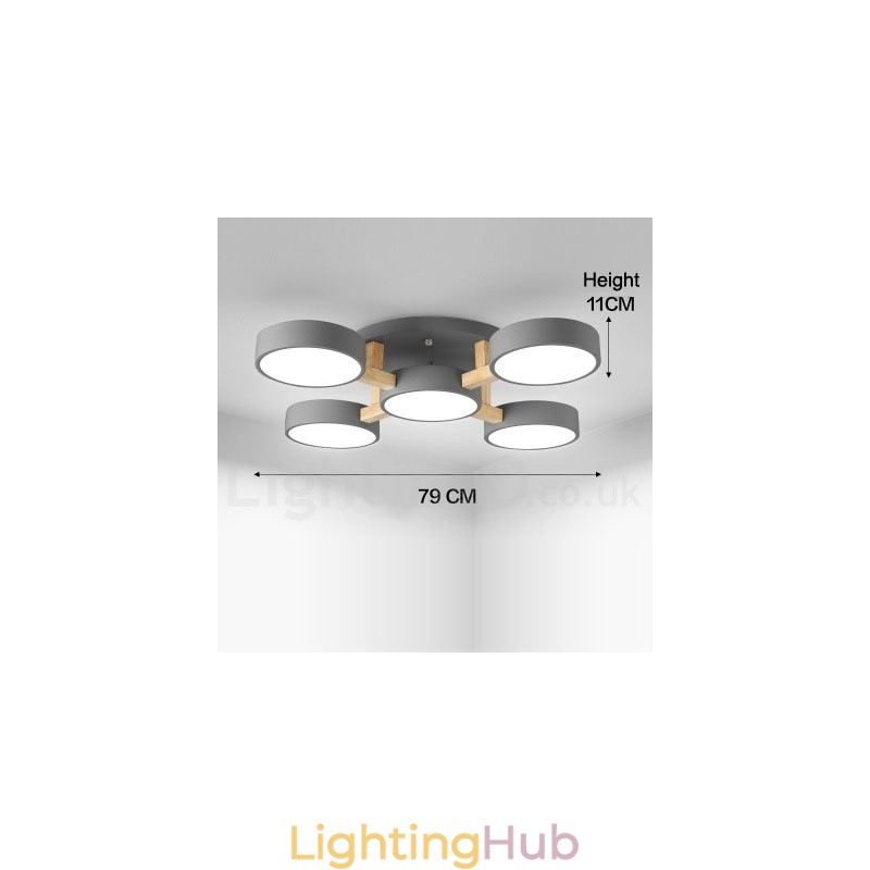 Wood Chandelier Modern Contemporary Nordic Style Flush Mount Ceiling Light with Acrylic Shade