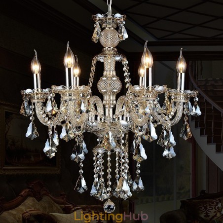 6 Lights Retro Cognac Color K9 Crystal Modern Chandelier 6 Lights Retro Cognac Color K9 Crystal Modern Chandelier