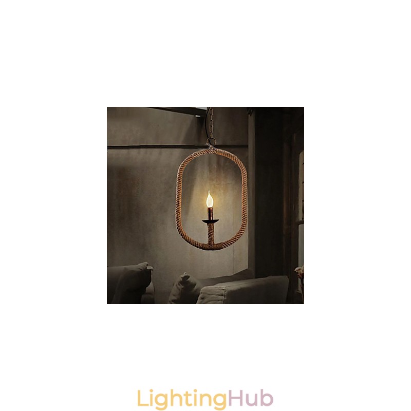 Retro 1 Lamp Hemp Rope Chandelier Retro Country Style