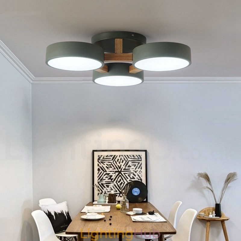 Wood Chandelier Modern Contemporary Nordic Style Flush Mount Ceiling Light with Acrylic Shade