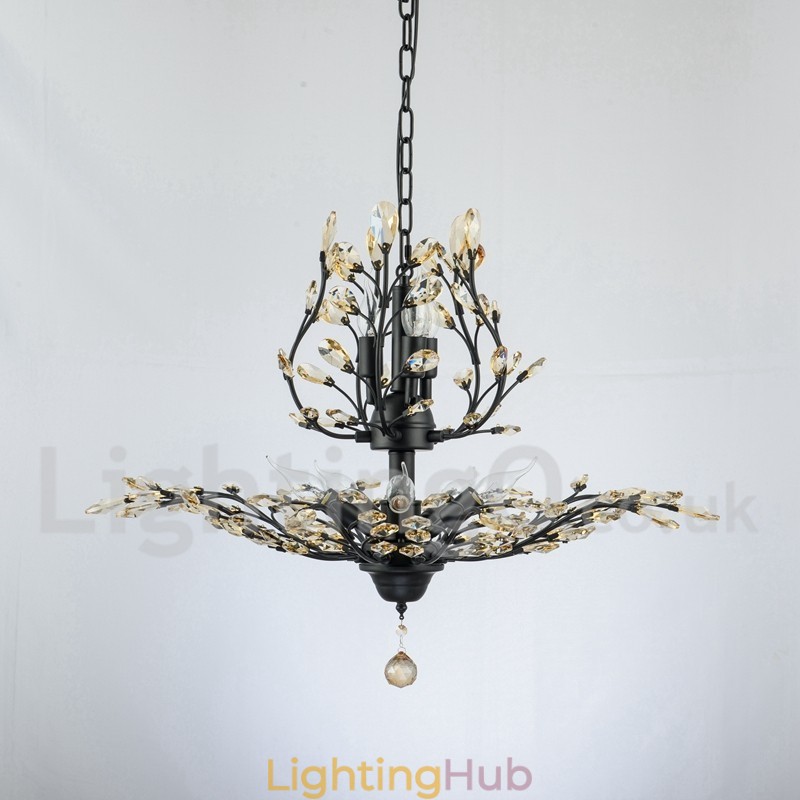 Crystal Iron Painting Chandelier with Crystal Modern Lighting Lamp