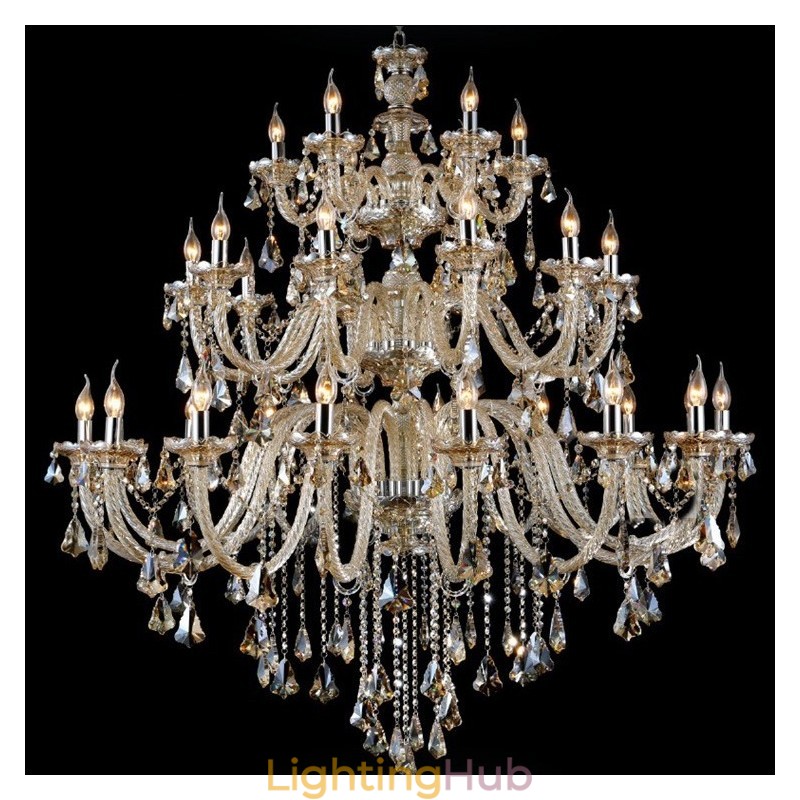 Extra Large 3 Tiers Retro Cognac Color K9 Crystal Modern Luxurious Chandelier