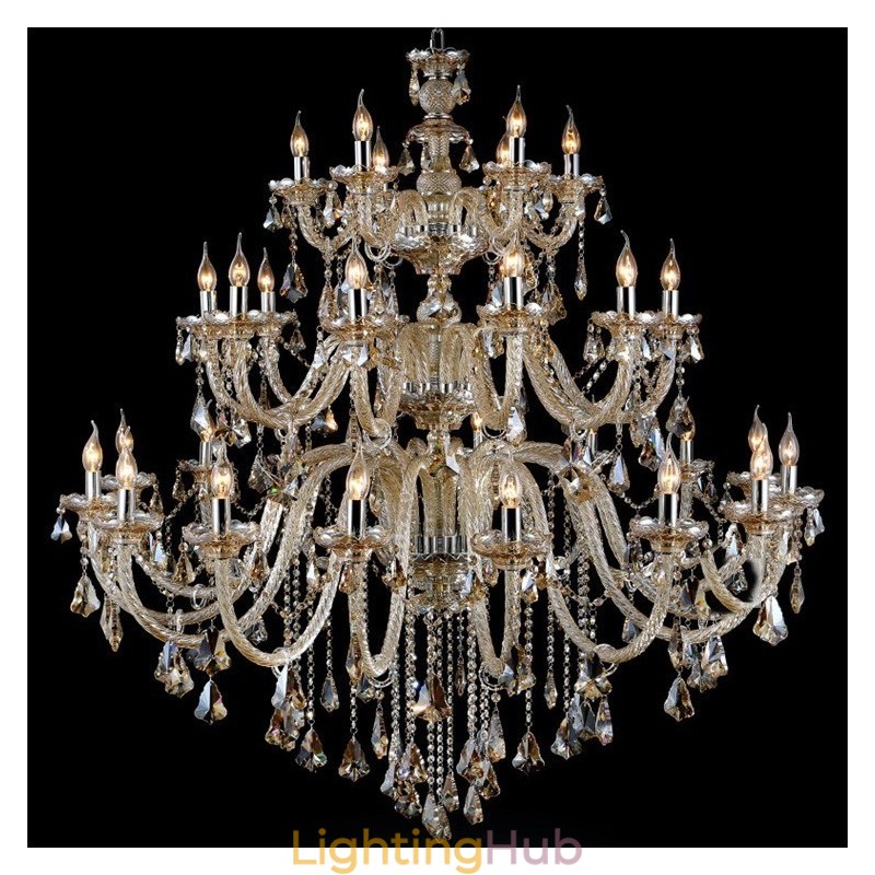 Extra Large 3 Tiers Retro Cognac Color K9 Crystal Modern Luxurious Chandelier