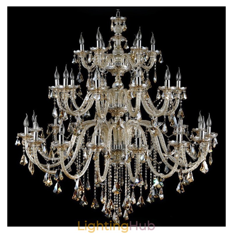 Extra Large 3 Tiers Retro Cognac Color K9 Crystal Modern Luxurious Chandelier