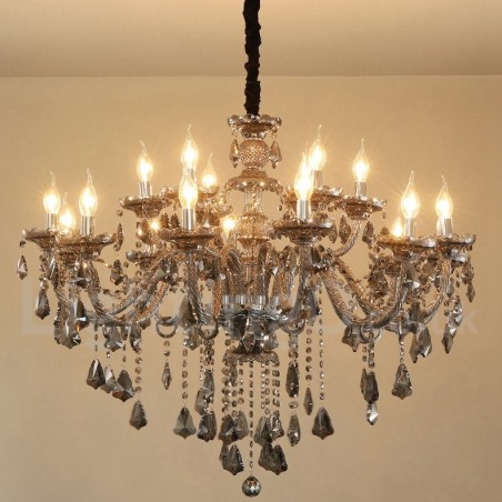 18 Lights Retro Grey Color K9 Crystal Candle Large Chandelier 18 Lights Retro Grey Color K9 Crystal Candle Large Chandelier
