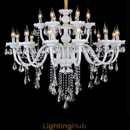15 Lights Retro White Colour K9 Clear Crystal Candle Chandelier 15 Lights Retro White Colour K9 Clear Crystal Candle Chandelier