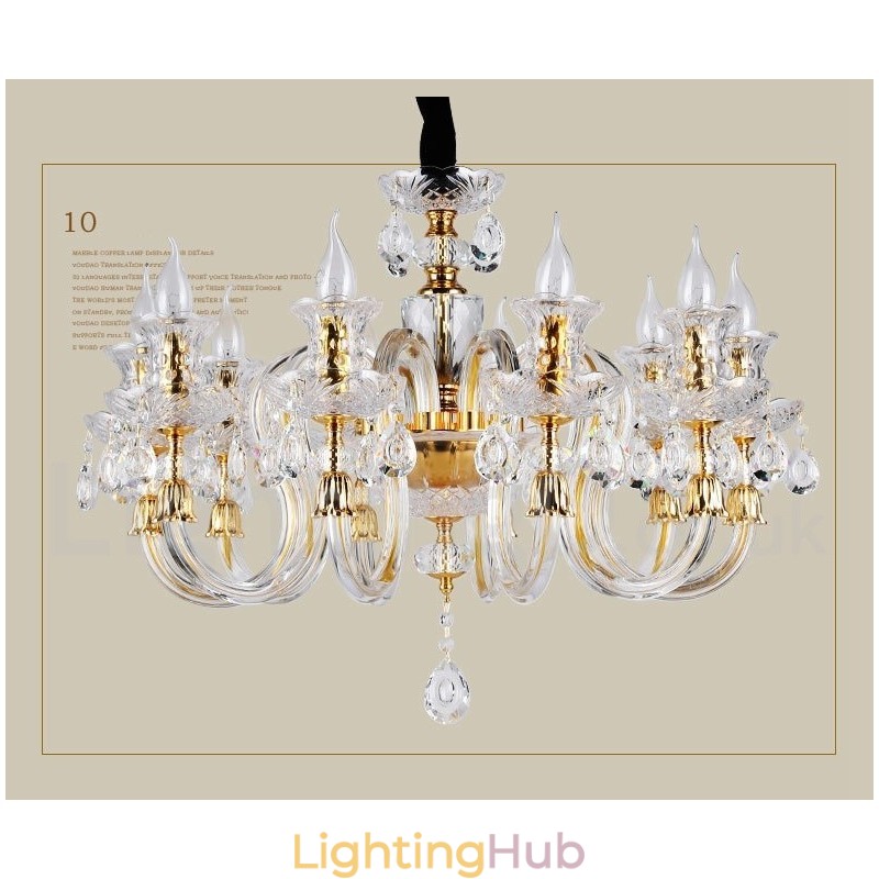 Retro Gold Colour K9 Clear Crystal Candle Chandelier