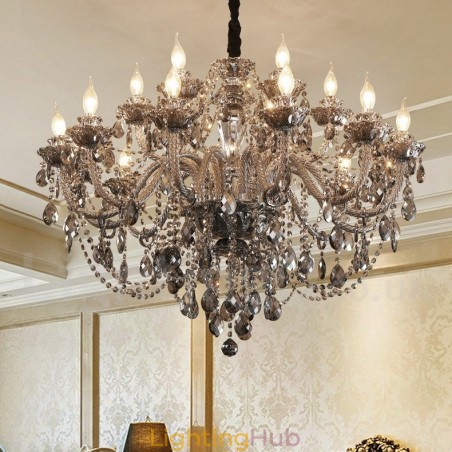 18 Lights Retro Grey Colour K9 Crystal Candle Large Chandelier 18 Lights Retro Grey Colour K9 Crystal Candle Large Chandelier