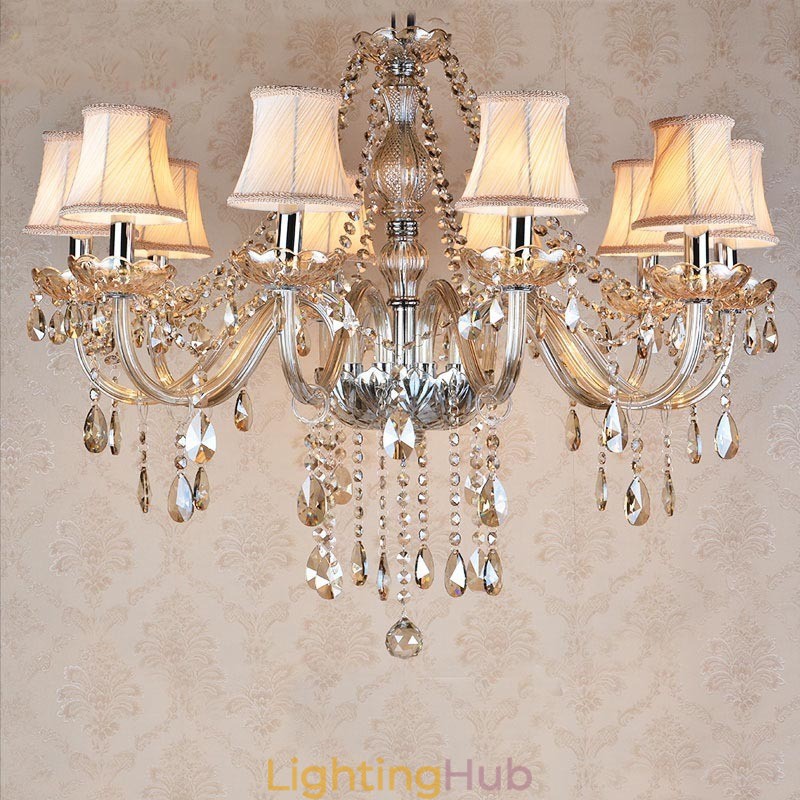Cognac Colour Candle Large K9 Crystal Chandelier with Shades