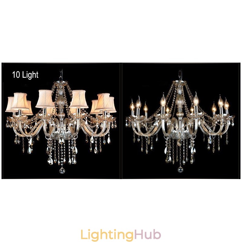 Cognac Colour Candle Large K9 Crystal Chandelier with Shades