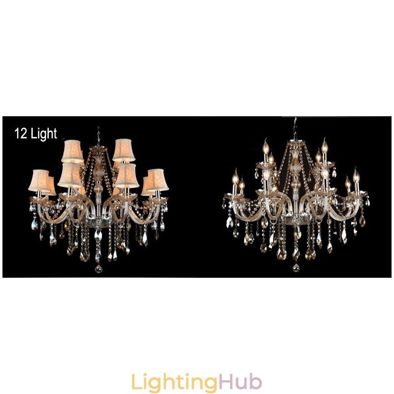 Cognac Colour Candle Large K9 Crystal Chandelier with Shades