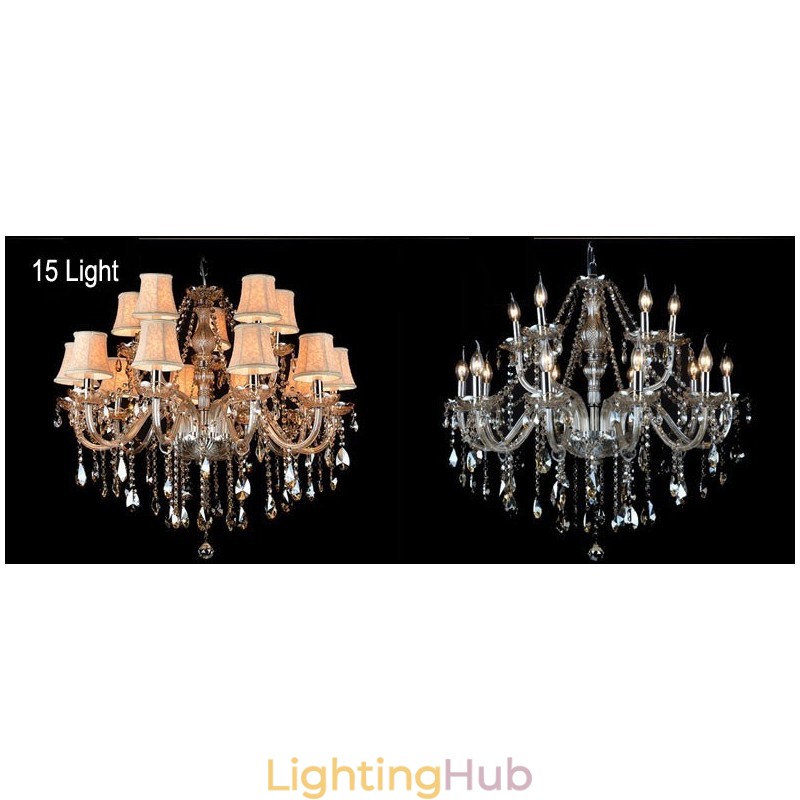 Cognac Colour Candle Large K9 Crystal Chandelier with Shades