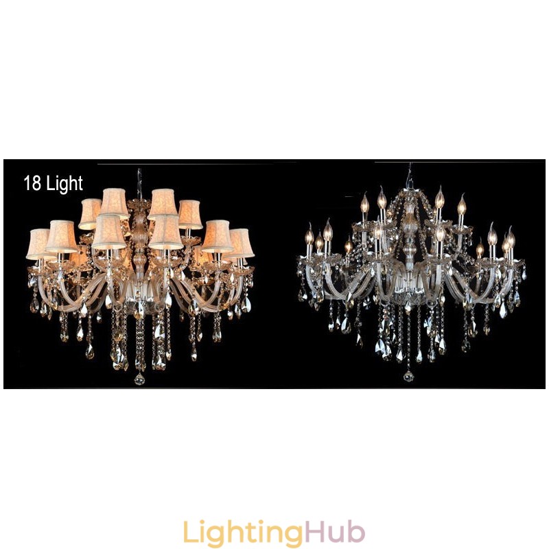 Cognac Colour Candle Large K9 Crystal Chandelier with Shades