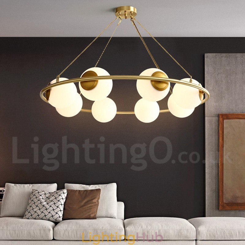 Pure Brass Bean Style Rustic Lodge Round Chandelier with White Shades