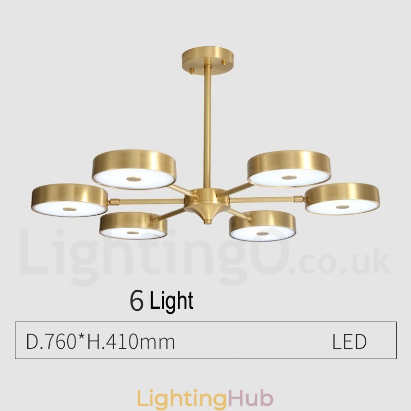 Pure Brass Rustic Lodge Rotatable Chandelier with Acrylic Shades