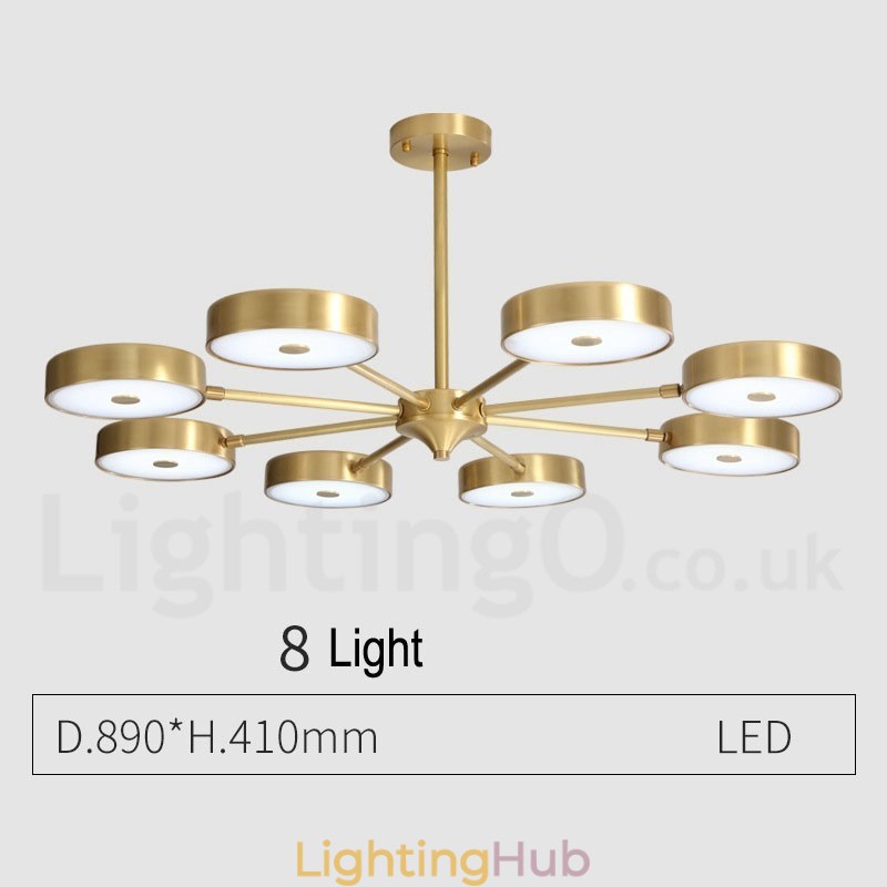 Pure Brass Rustic Lodge Rotatable Chandelier with Acrylic Shades