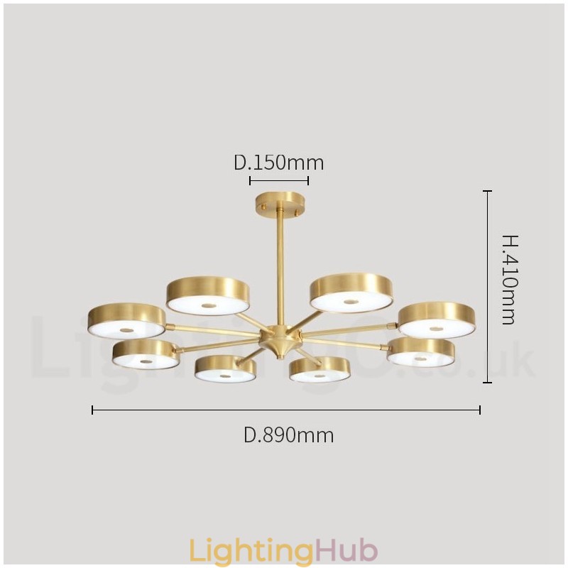Pure Brass Rustic Lodge Rotatable Chandelier with Acrylic Shades