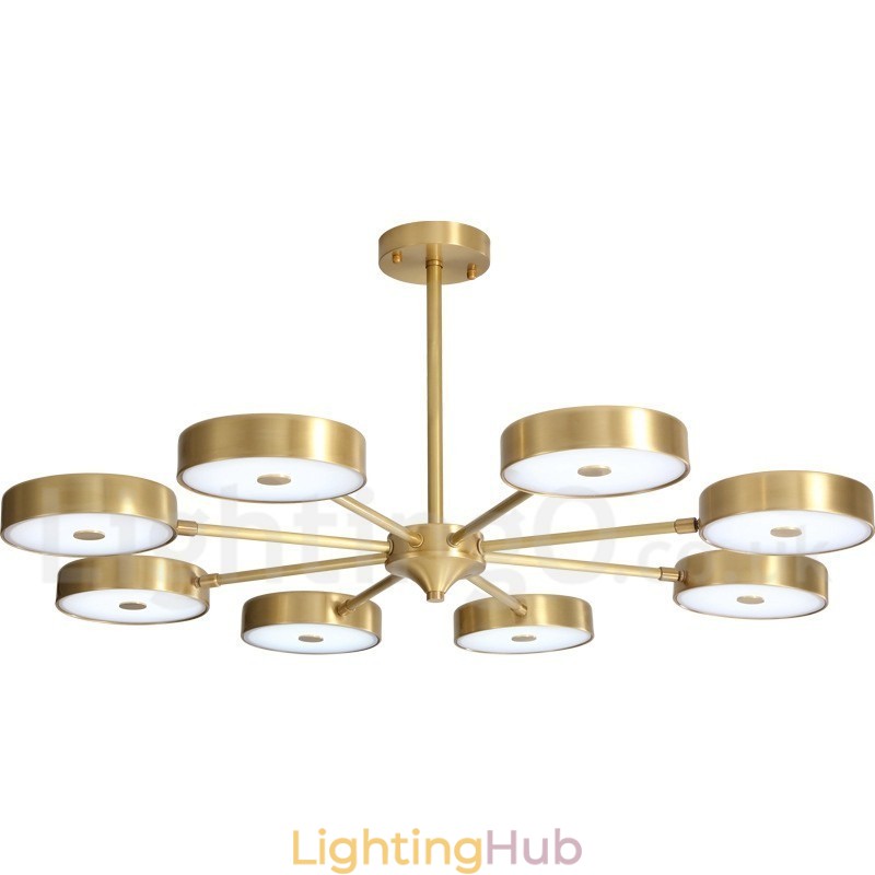 Pure Brass Rustic Lodge Rotatable Chandelier with Acrylic Shades