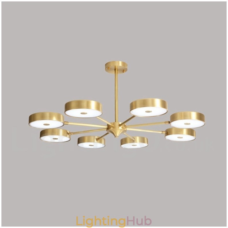 Pure Brass Rustic Lodge Rotatable Chandelier with Acrylic Shades