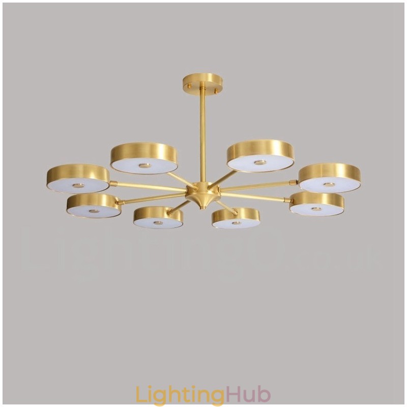 Pure Brass Rustic Lodge Rotatable Chandelier with Acrylic Shades