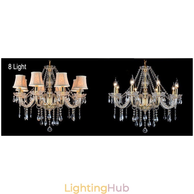Gold Colour Candle Large K9 Crystal Chandelier with Shades