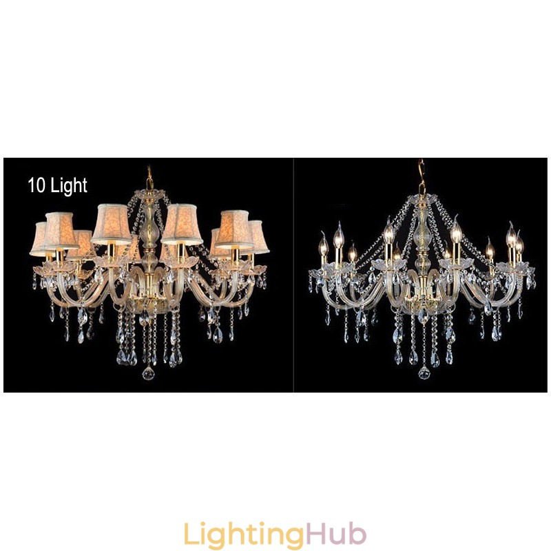 Gold Colour Candle Large K9 Crystal Chandelier with Shades