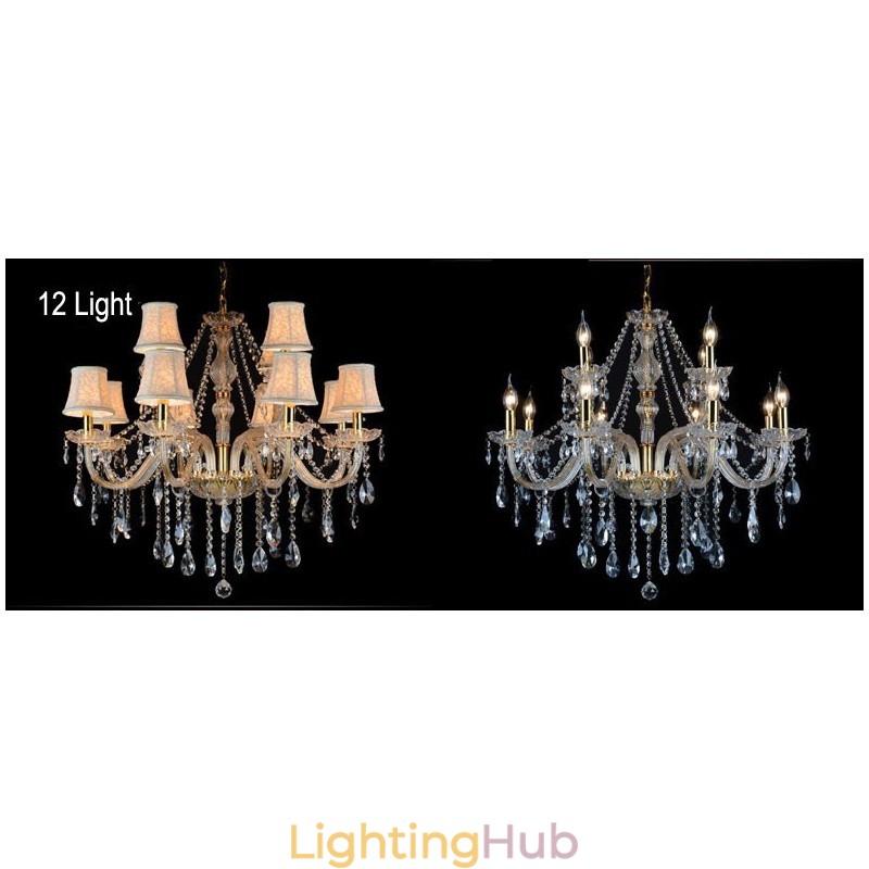 Gold Colour Candle Large K9 Crystal Chandelier with Shades