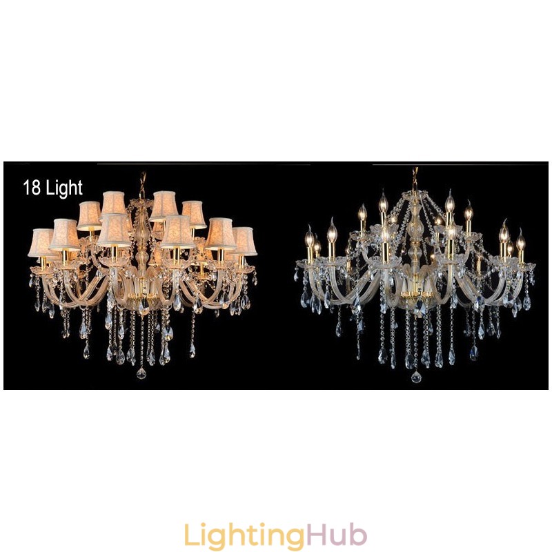 Gold Colour Candle Large K9 Crystal Chandelier with Shades