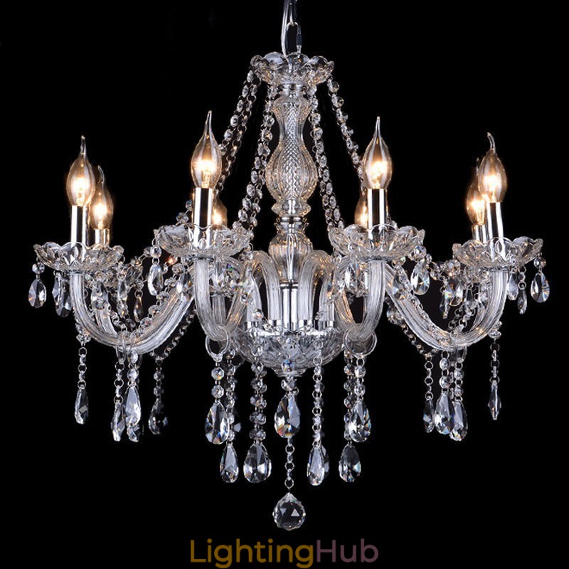 Clear Candle Large K9 Crystal Chandelier with Shades