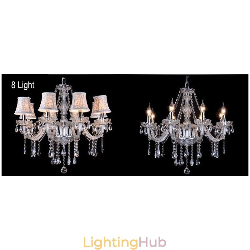 Clear Candle Large K9 Crystal Chandelier with Shades