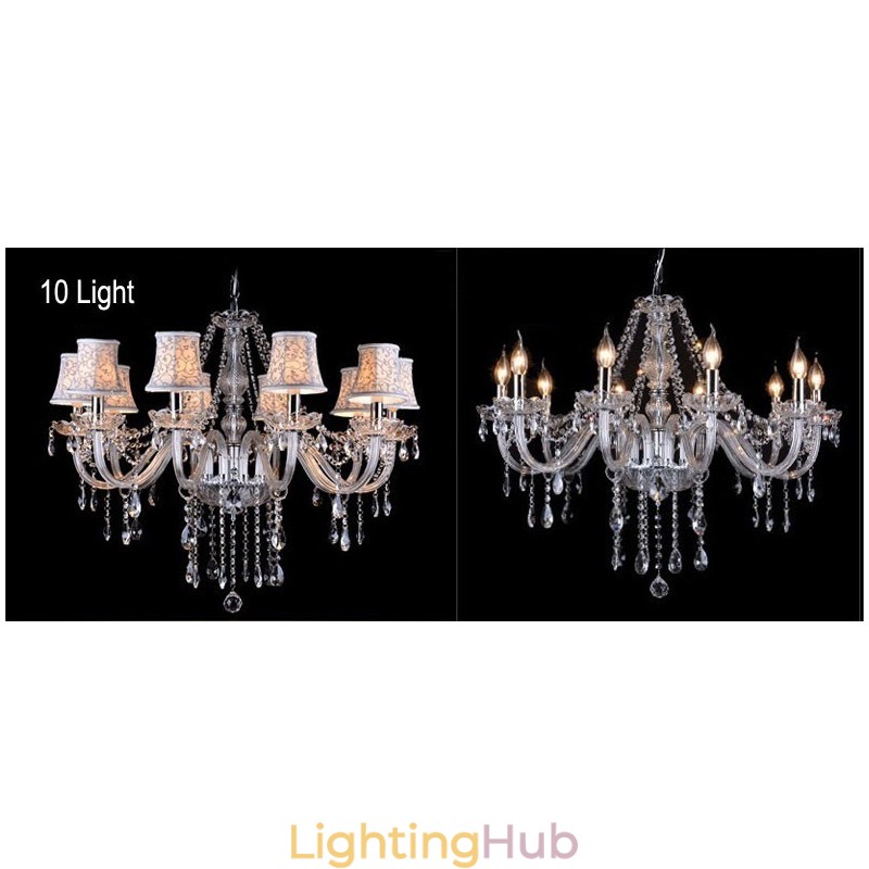 Clear Candle Large K9 Crystal Chandelier with Shades