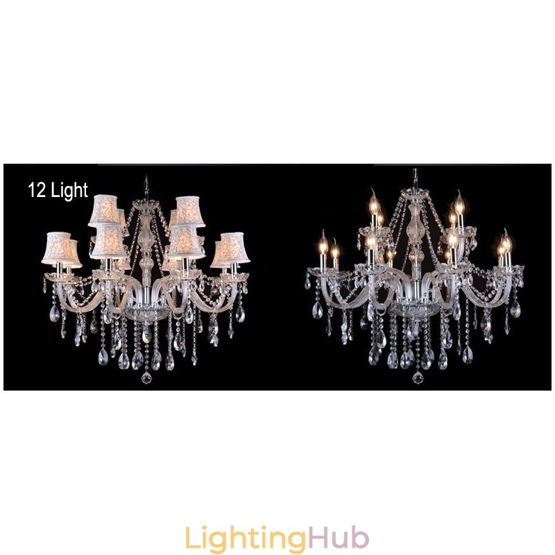 Clear Candle Large K9 Crystal Chandelier with Shades