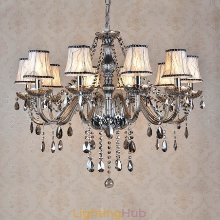 Grey Colour Candle Large K9 Crystal Chandelier with Shades Grey Colour Candle Large K9 Crystal Chandelier with Shades