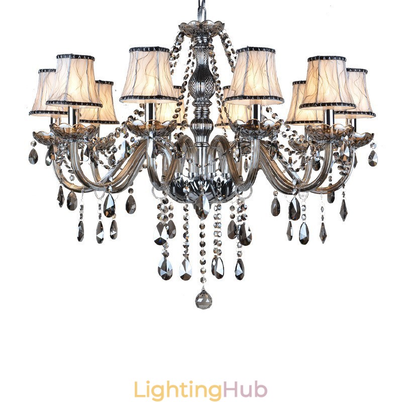 Grey Colour Candle Large K9 Crystal Chandelier with Shades