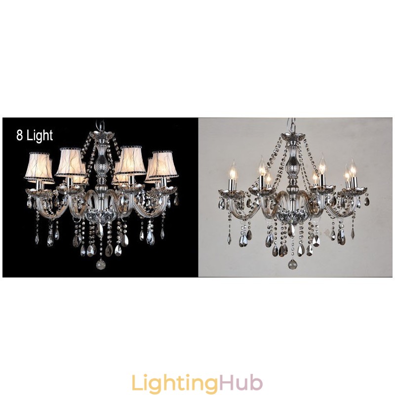 Grey Colour Candle Large K9 Crystal Chandelier with Shades