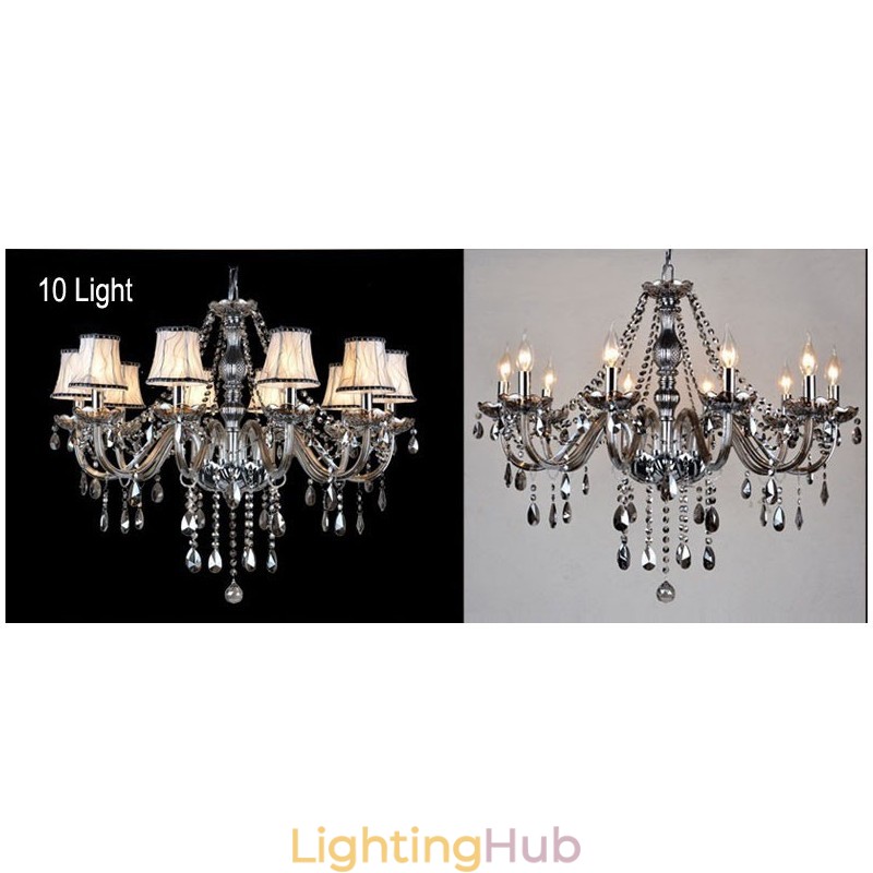 Grey Colour Candle Large K9 Crystal Chandelier with Shades