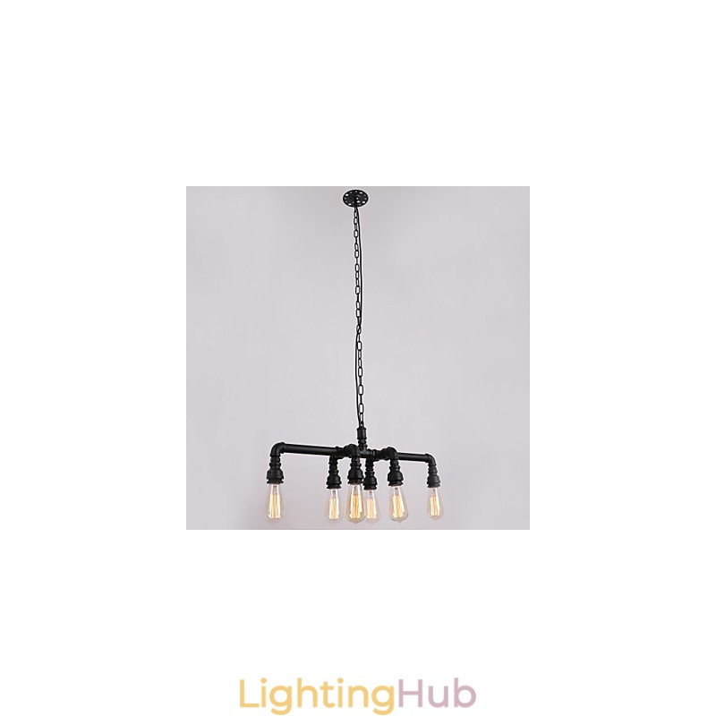 Water Pipe Retro Plating 6Light Painting Pendant