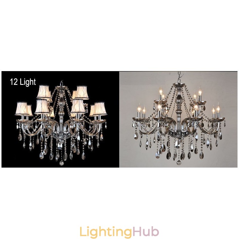 Grey Colour Candle Large K9 Crystal Chandelier with Shades